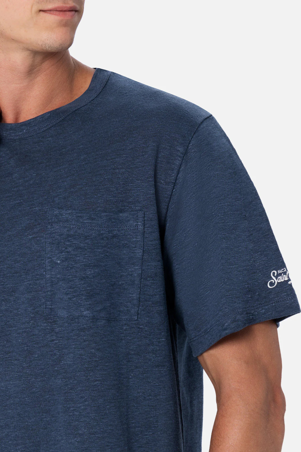 Load image into Gallery viewer, Ecstasea Man Linen T-shirt Blue Navy
