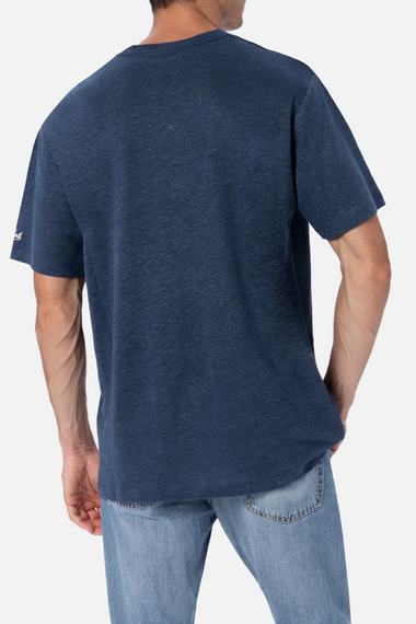 Ecstasea Man Linen T-shirt Blue Navy