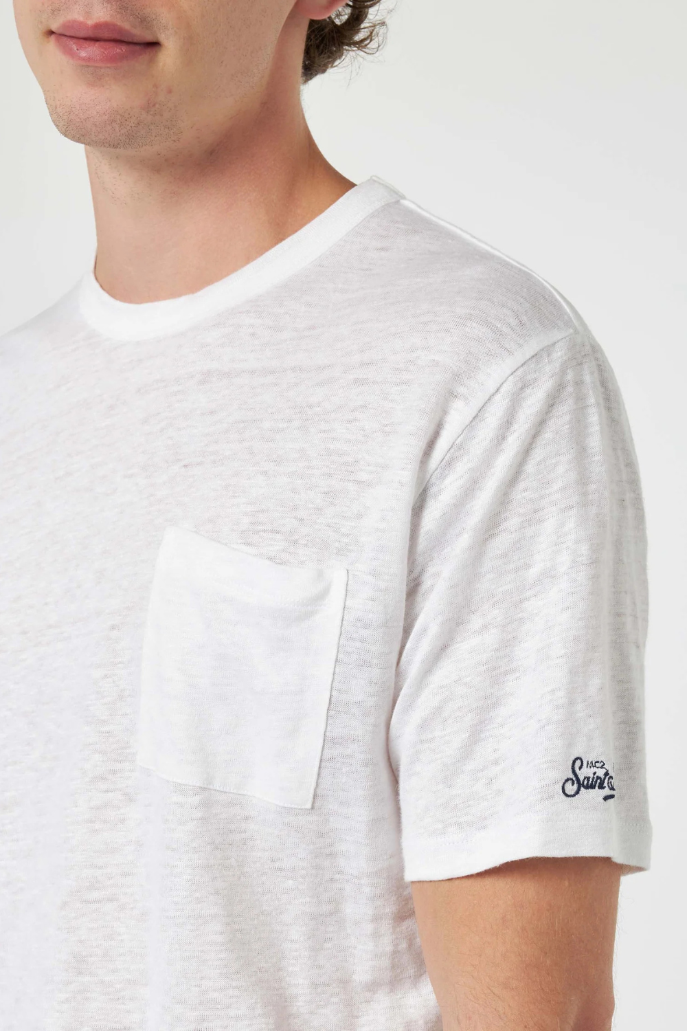 Load image into Gallery viewer, Ecstasea Man Linen T-shirt White
