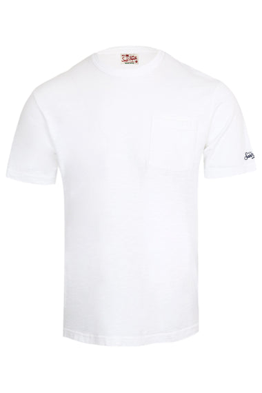 White Cotton T-Shirt President with Embroidery
