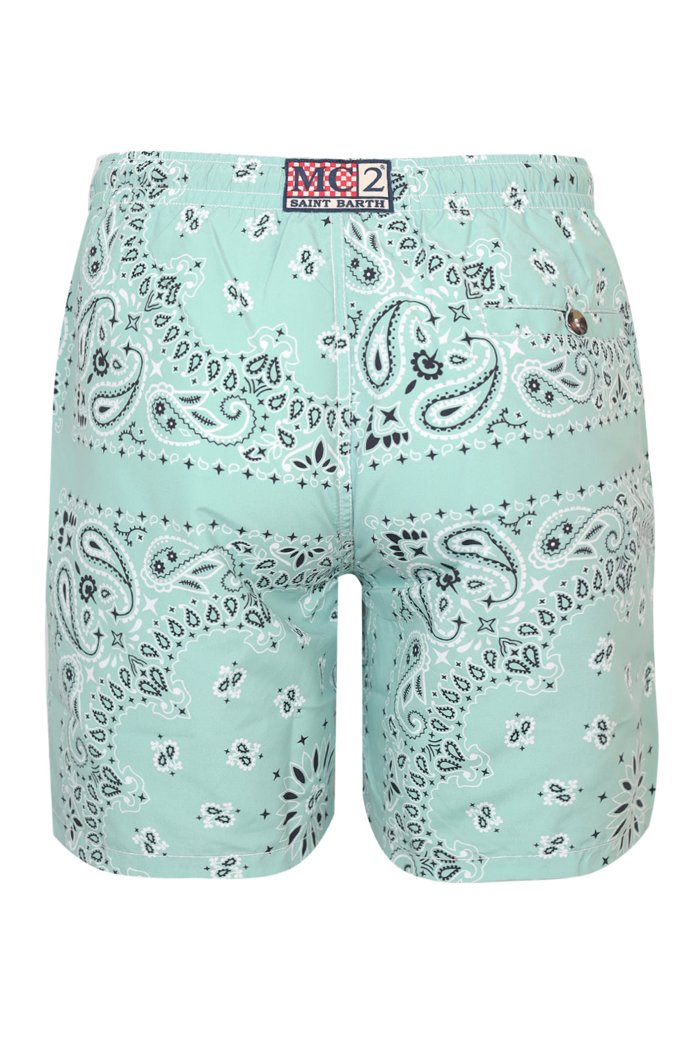 Load image into Gallery viewer, Men&amp;#39;s Swim Short Caprese with Sage Green Bandana Print
