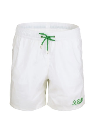 Gustavia Pocket Palm White/Green Mens Swimshorts