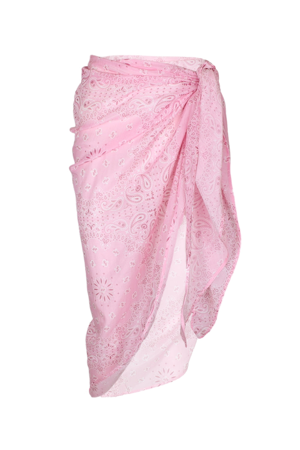 Oasi Silk Voile Long Pareo with Bandanna Print Pink