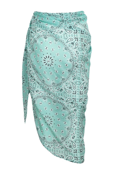 Oasi Silk Voile Long Pareo with Bandanna Print Sage Green