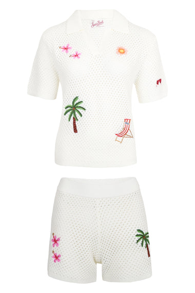 Pixie and Yvette Embroidered Knit Set Cream
