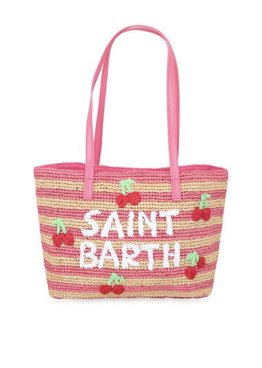 Raffia City Mid Cherry Stripes Bag