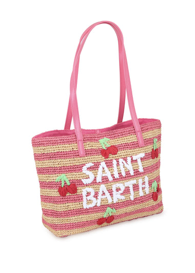 Raffia City Mid Cherry Stripes Bag