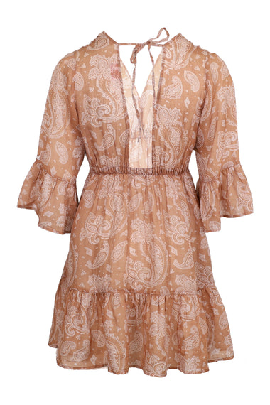 Ramie Elegant Paisley Print Dress