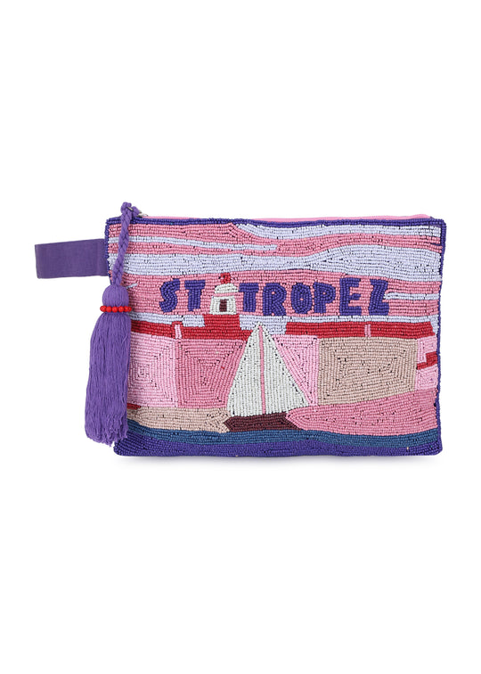 St.Tropez Postcard Print Pearl Pouch