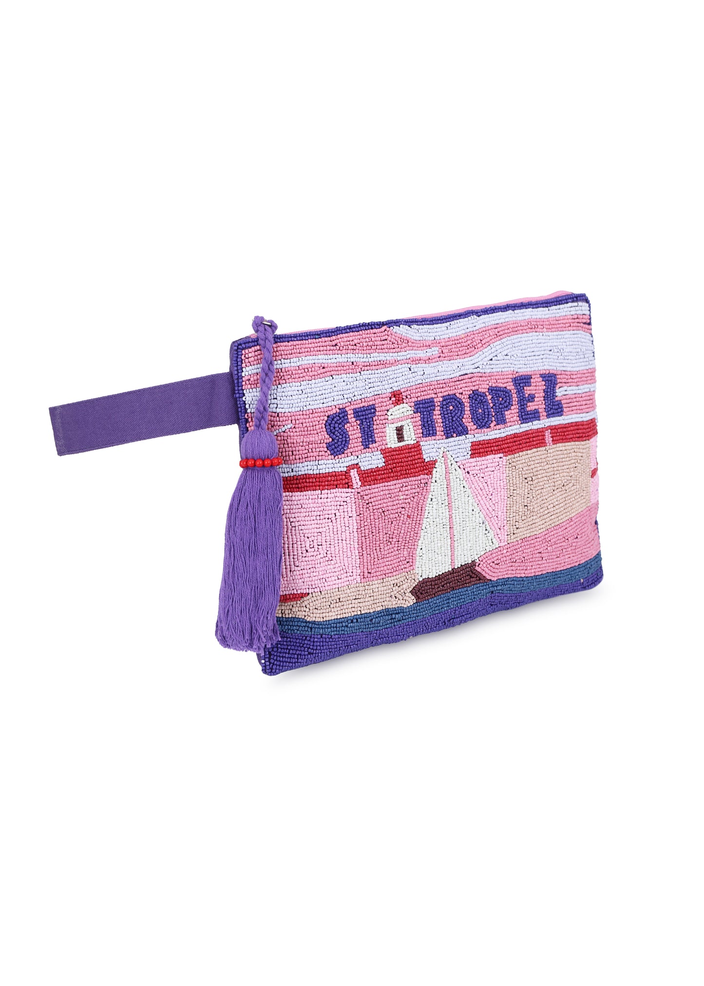 St.Tropez Postcard Print Pearl Pouch