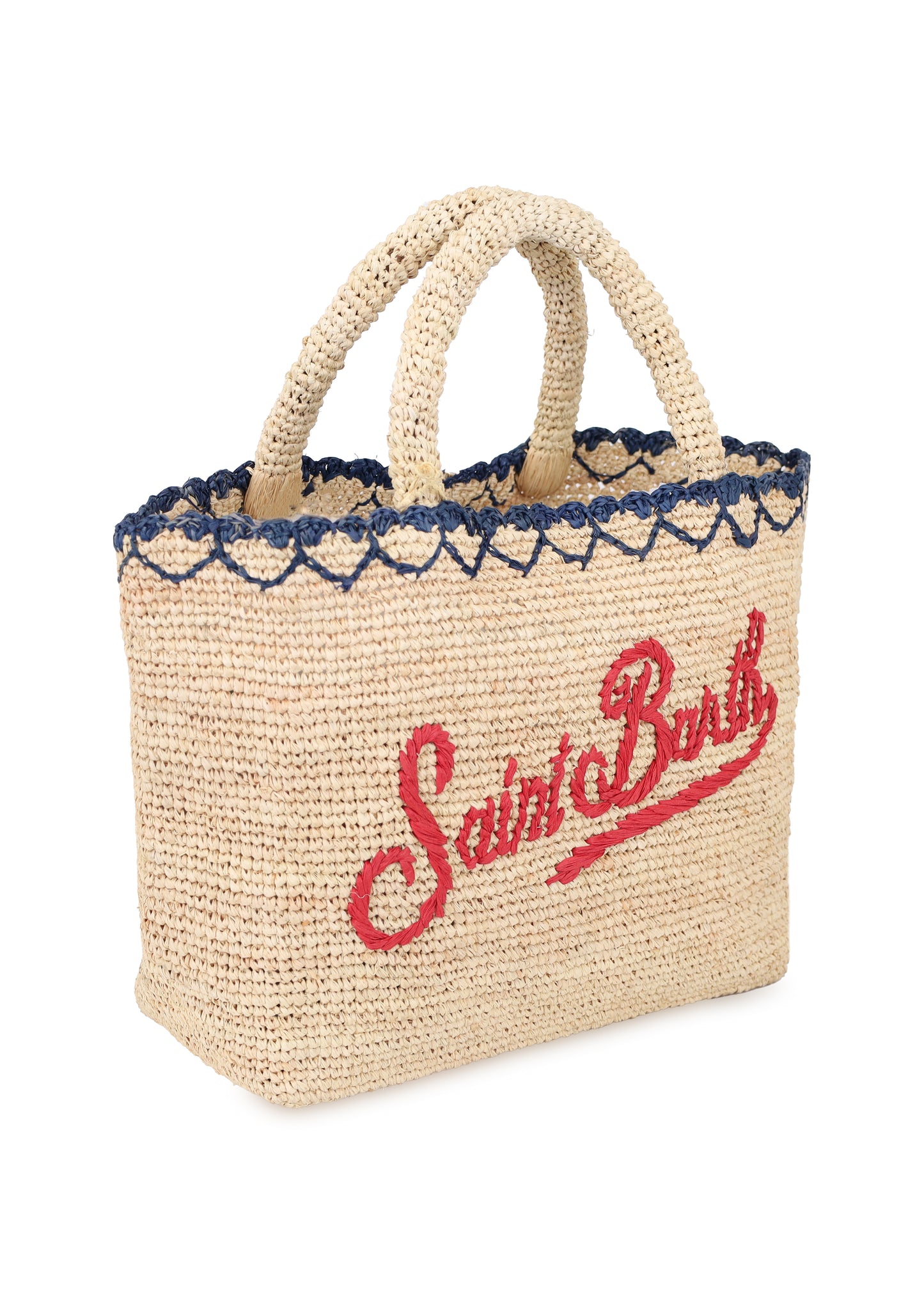 Raffia Mid Heart Border Bag