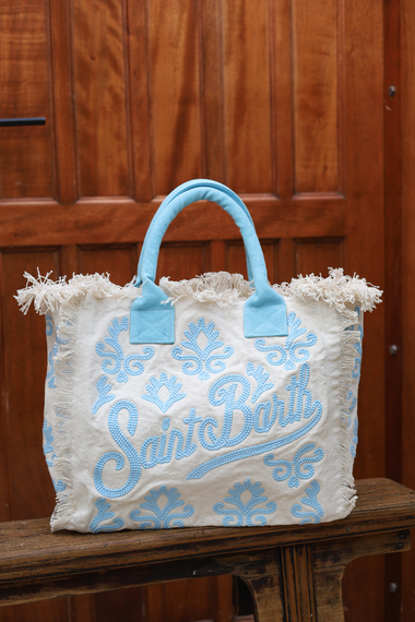 Vanity Rug White and Blue Tote Bag
