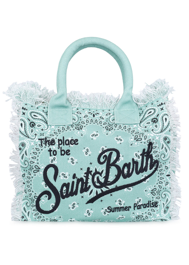 Vanity Tote Bag with Bandanna Print Sage Green