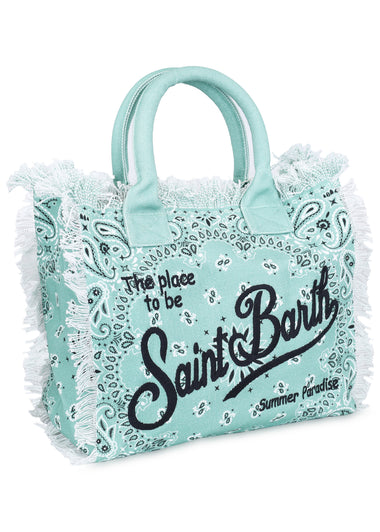 Vanity Tote Bag with Bandanna Print Sage Green