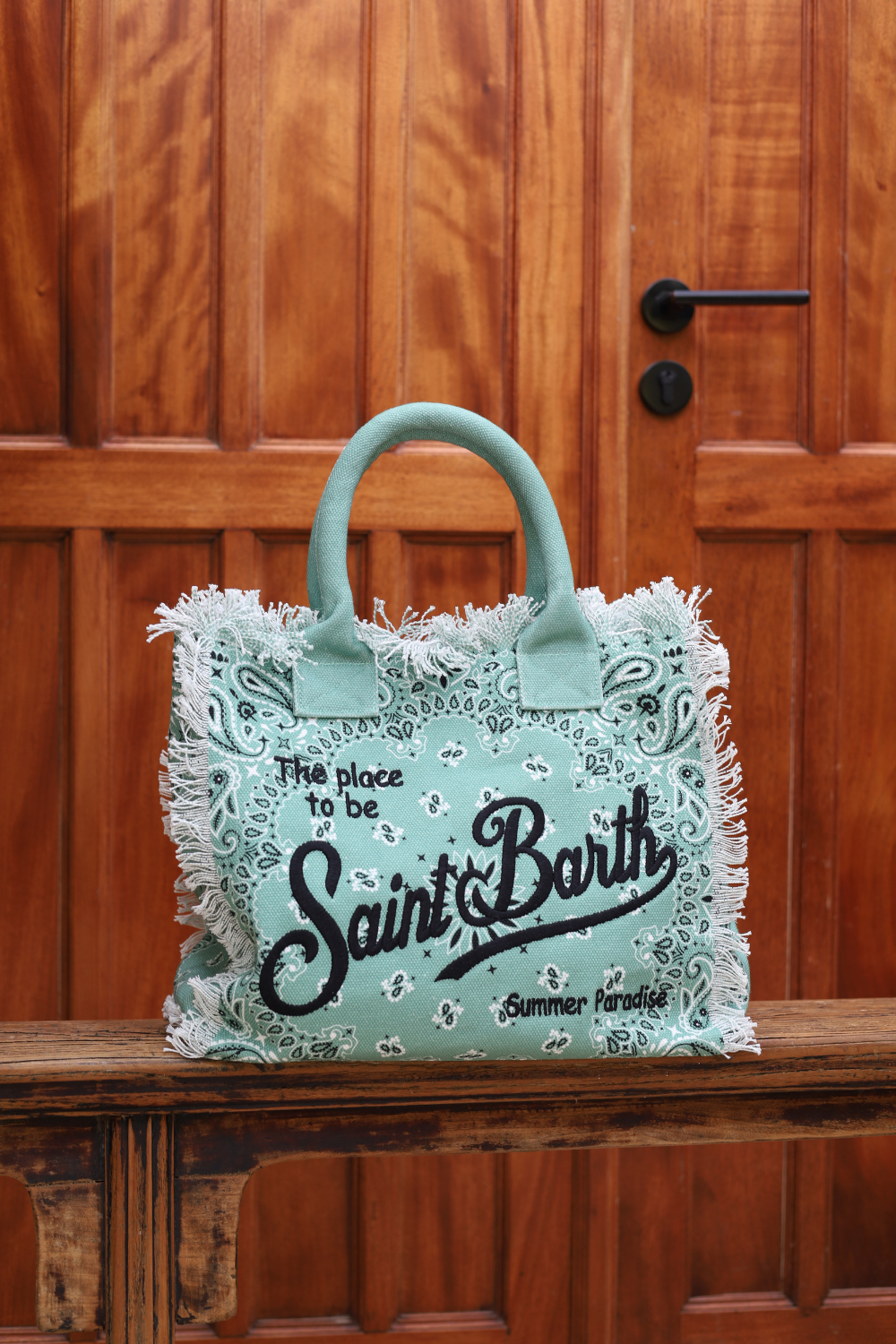 Load image into Gallery viewer, Vanity Tote Bag with Bandanna Print Sage Green
