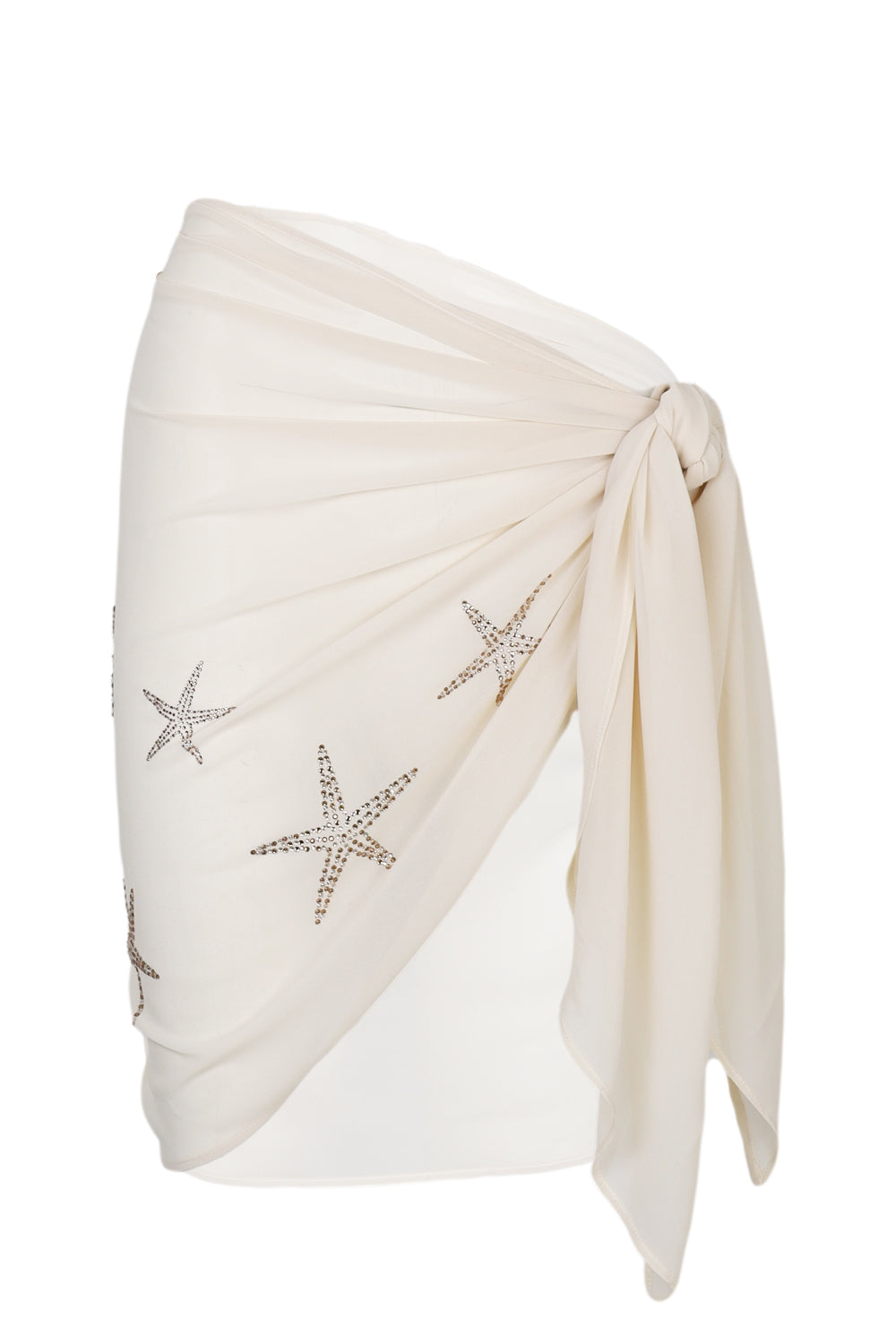 Load image into Gallery viewer, Woman Short Sarong Georgette Starfish Strass
