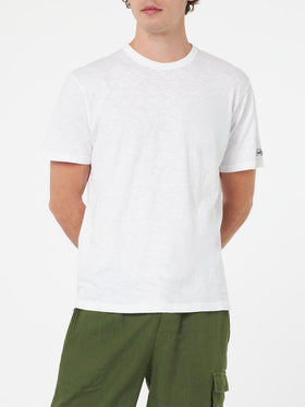 Load image into Gallery viewer, White Cotton T-Shirt President with Embroidery
