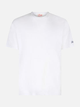 White Cotton T-Shirt President with Embroidery