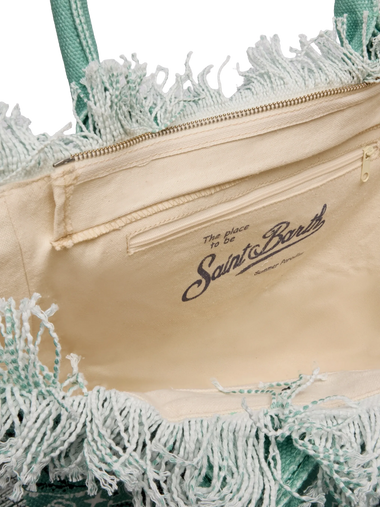 Vanity Tote Bag with Bandanna Print Sage Green