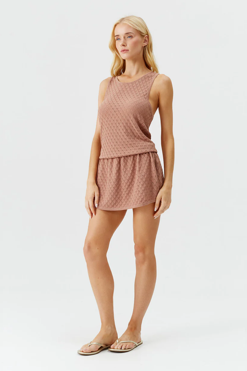 Load image into Gallery viewer, Ambra Short Dress Tan
