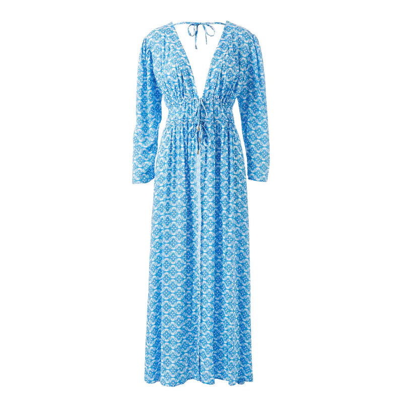 Designer Blue Maxi Kaftan - Farrah Diamond Kaftan