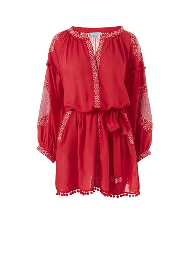 Katya Short Kaftan Red/White - Kaftan