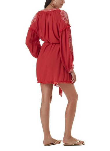 Katya Short Kaftan Red/White - Kaftan