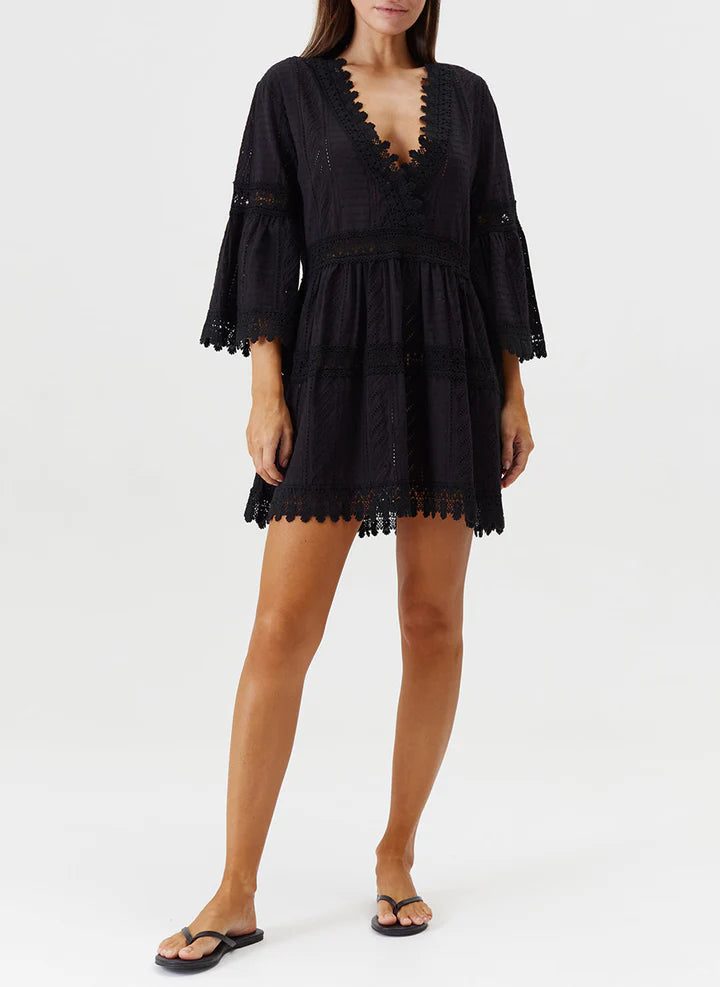 Load image into Gallery viewer, Victoria Short Kaftan Black - Kaftan
