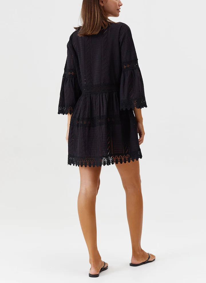Load image into Gallery viewer, Victoria Short Kaftan Black - Kaftan
