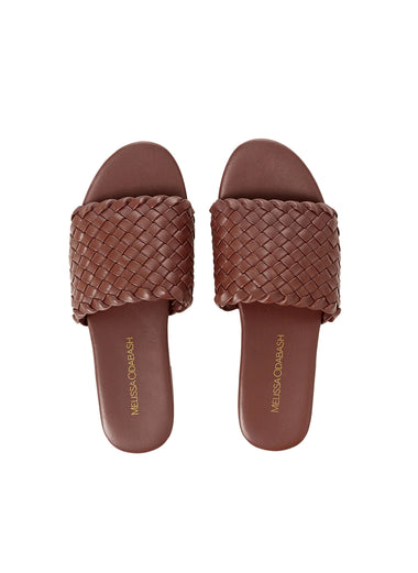 Woven Slider Sandals Dark Tan - Shoes