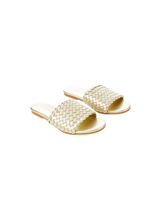 Woven Slider Sandals Gold