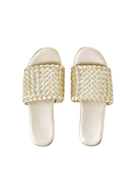 Woven Slider Sandals Gold