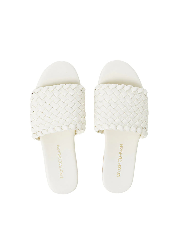 Woven Slider Sandals White