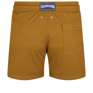 Men Stretch Short Swim Shorts Solid Dark Beige - Men’s Swim Shorts