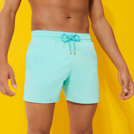 Men Stretch Short Swim Shorts Solid Lagoon Blue
