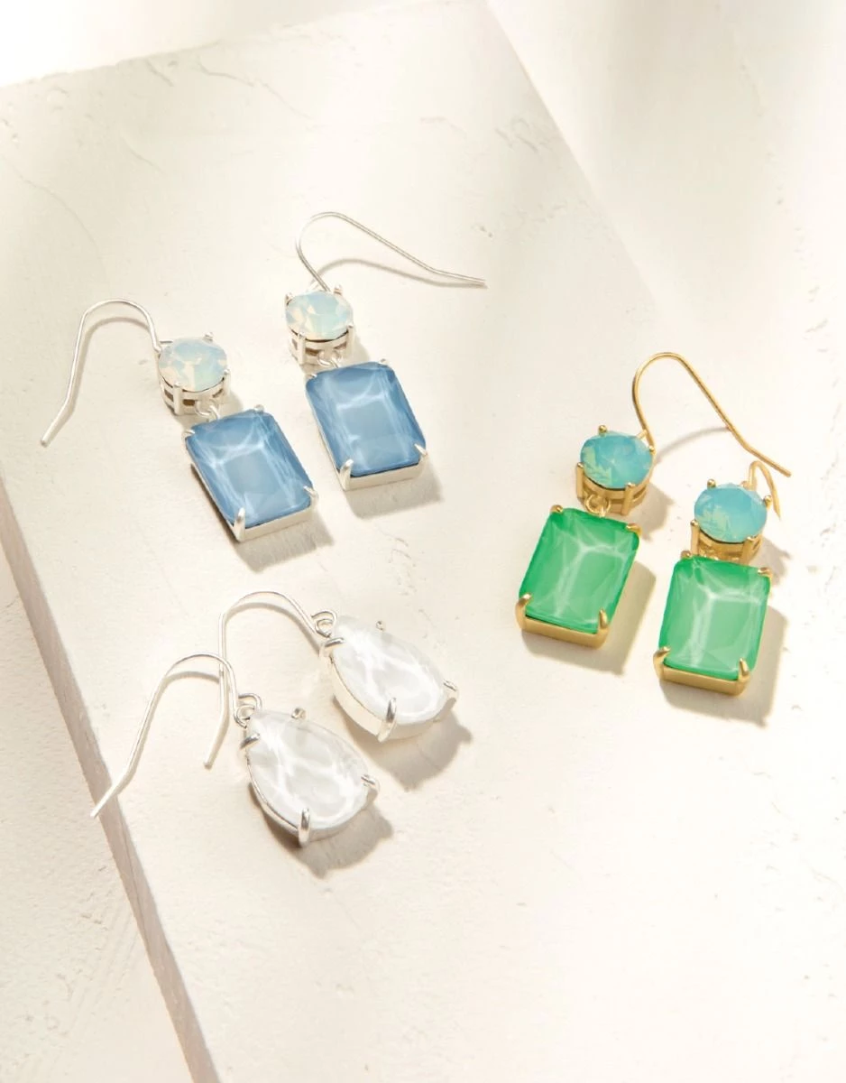 Load image into Gallery viewer, Mermaid Glass Teardrop Earrings White Silver - Earrings
