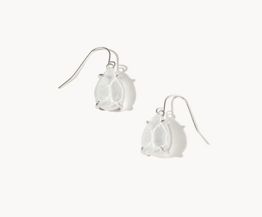 Mermaid Glass Teardrop Earrings White Silver - Earrings
