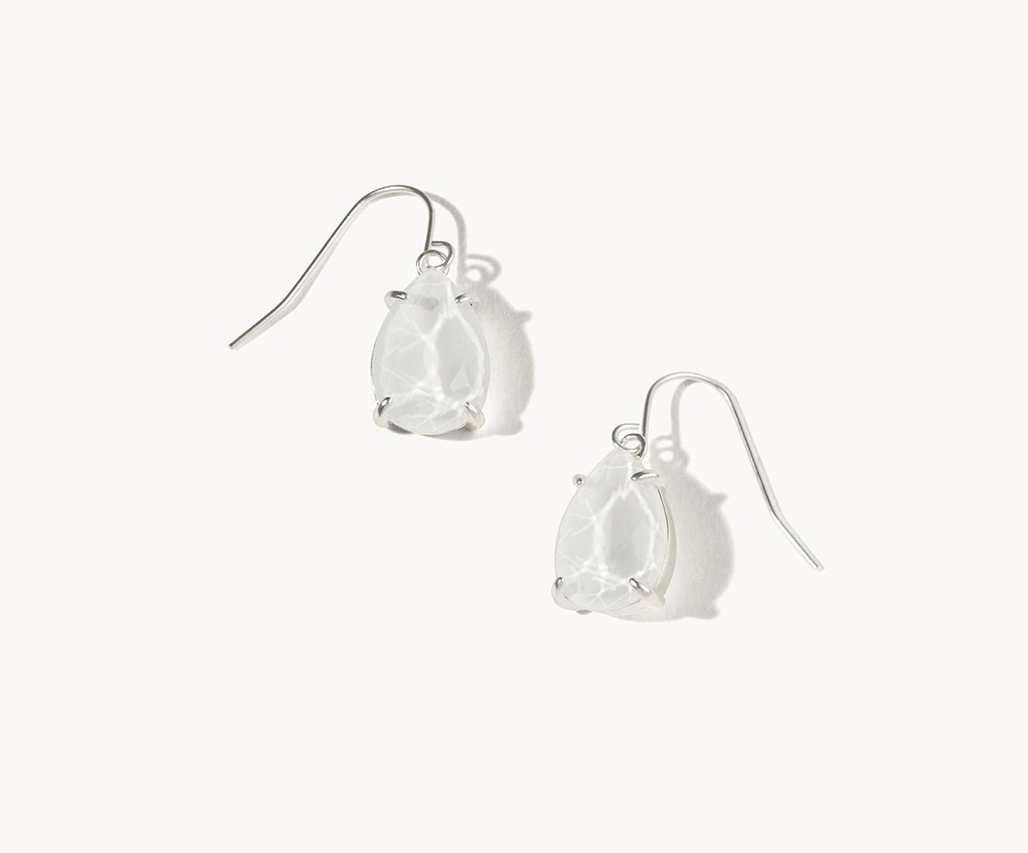 Load image into Gallery viewer, Mermaid Glass Teardrop Earrings White Silver - Earrings

