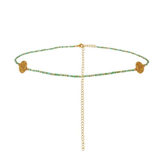 Body Chain Tummy Glass Beads Green