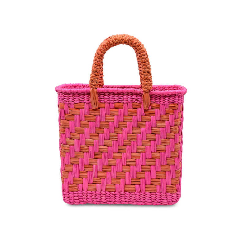 Merida Straw Tote Small Bag Bubblegum Pink & Orange