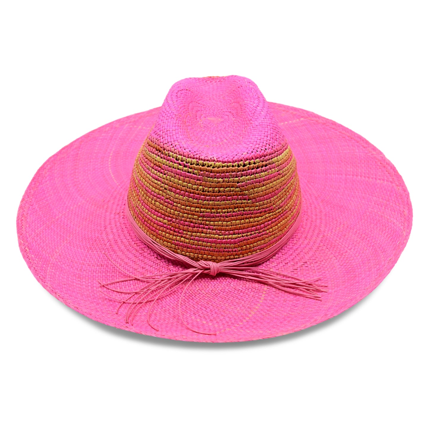 Load image into Gallery viewer, Milano Clasico Wide Brim Bubblegum Pink Hat With Orange Crochet - Hat
