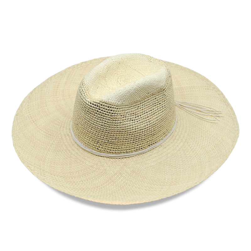Milano Clasico Wide Brim Natural Hat With Natural Crochet