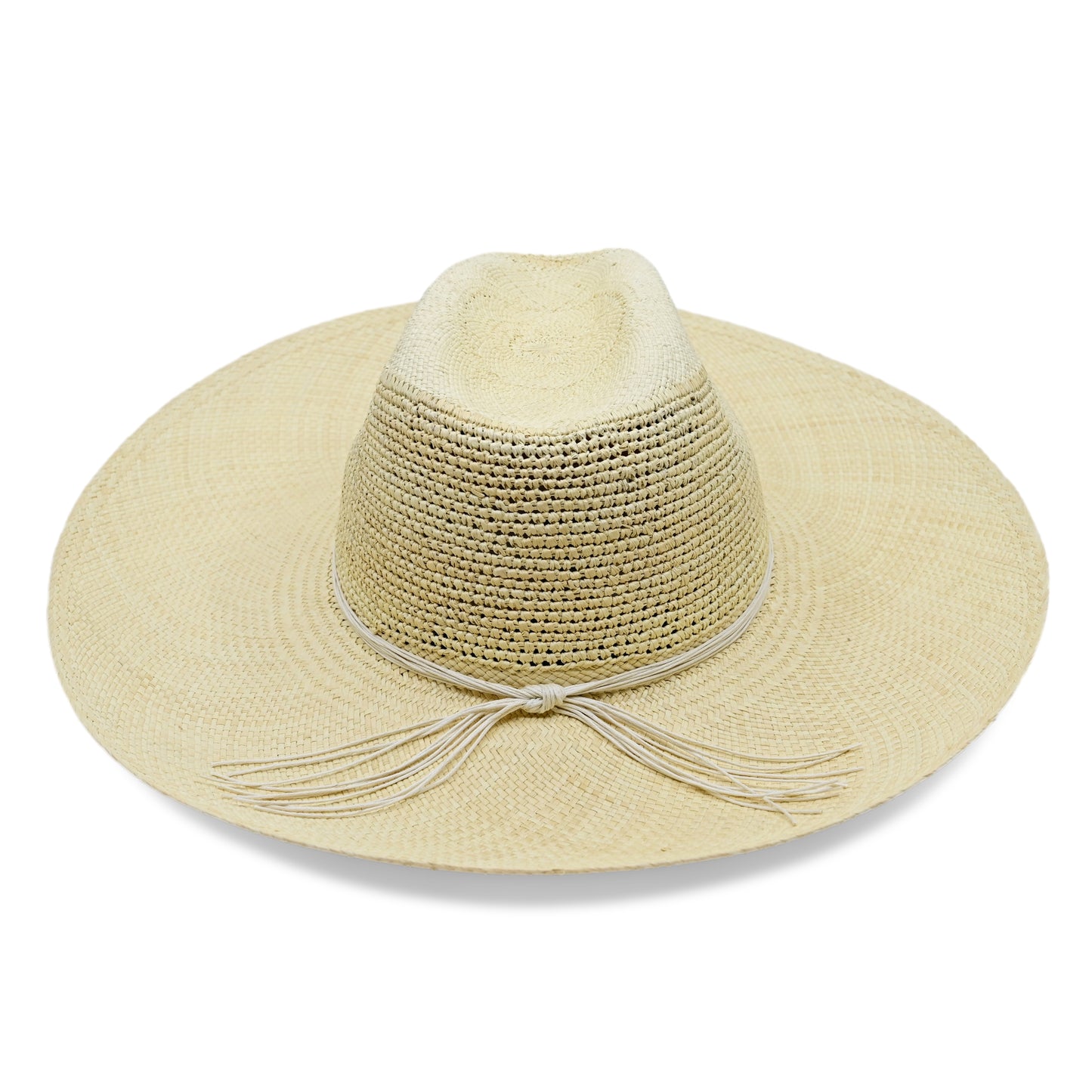 Milano Clasico Wide Brim Natural Hat With Natural Crochet - Hat