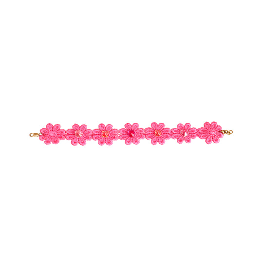 Cotton Bracelet Pink Flower