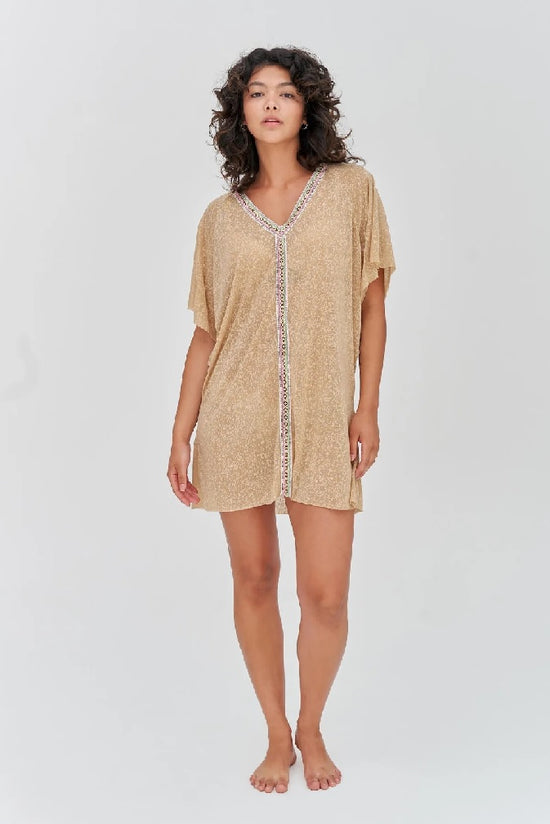 Load image into Gallery viewer, Woman wearing Pitusa&amp;#39;s Relaxed Beach Cover Up in Beige

