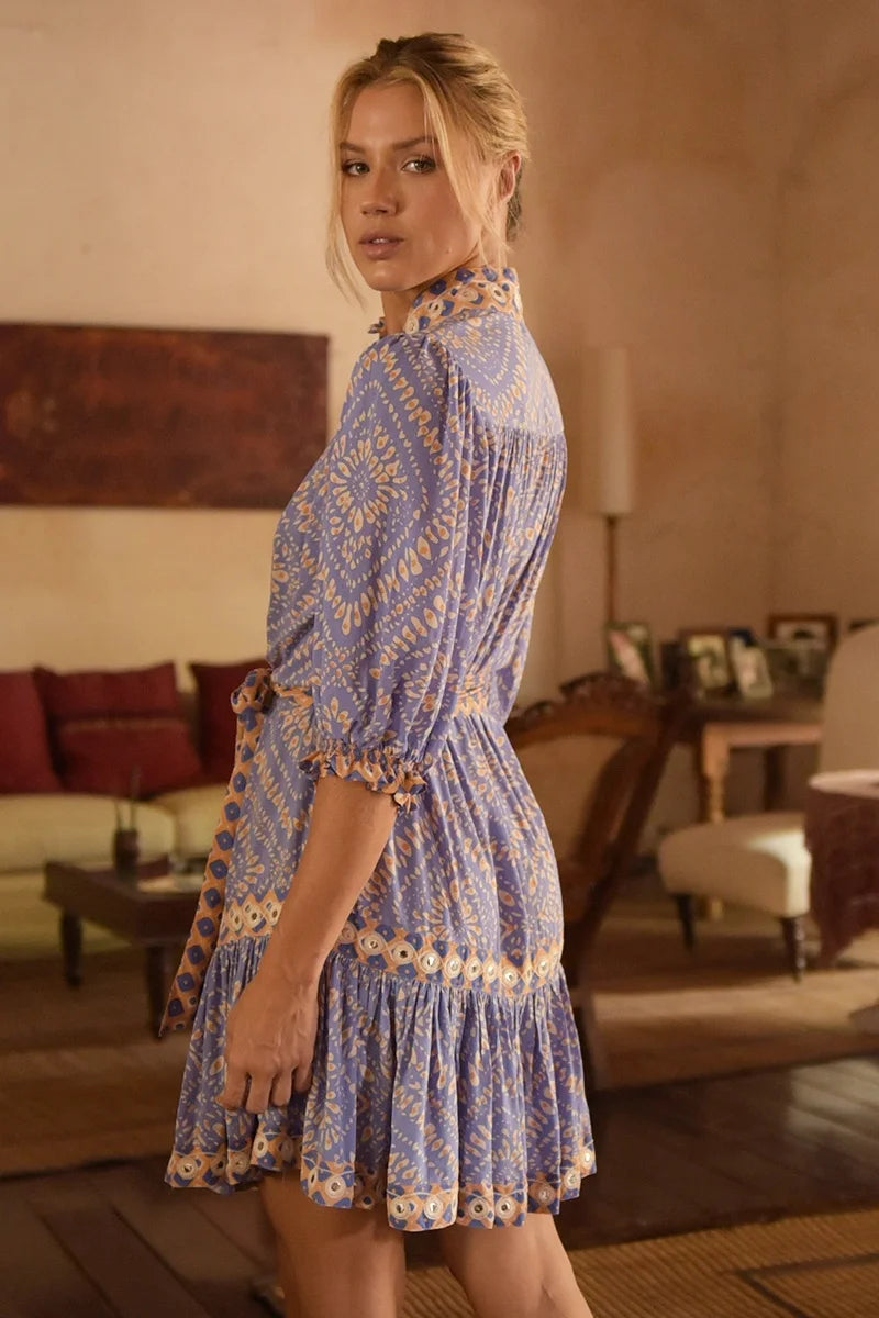 Load image into Gallery viewer, Carmen Short Dress Purple - ONE SIZE - Dress
