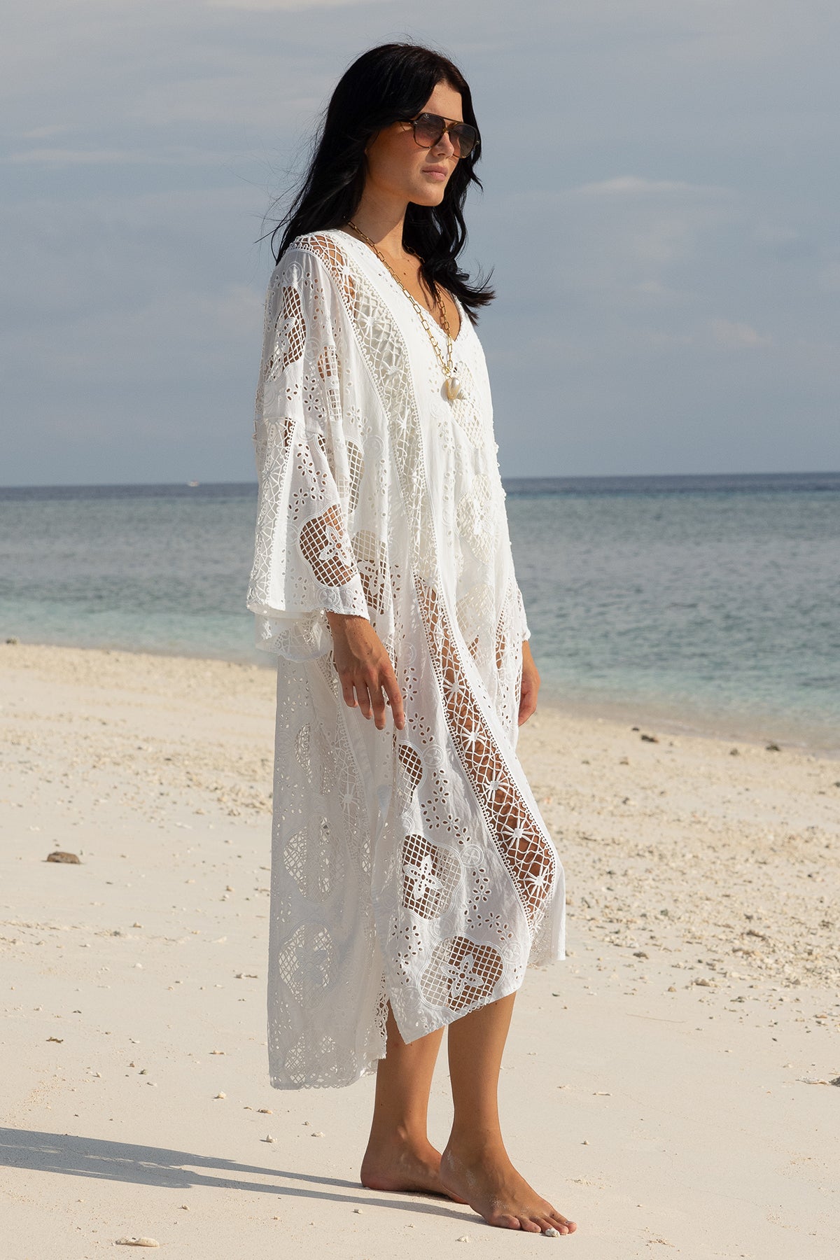 Load image into Gallery viewer, Eden Caftan White - ONE SIZE - Kaftan
