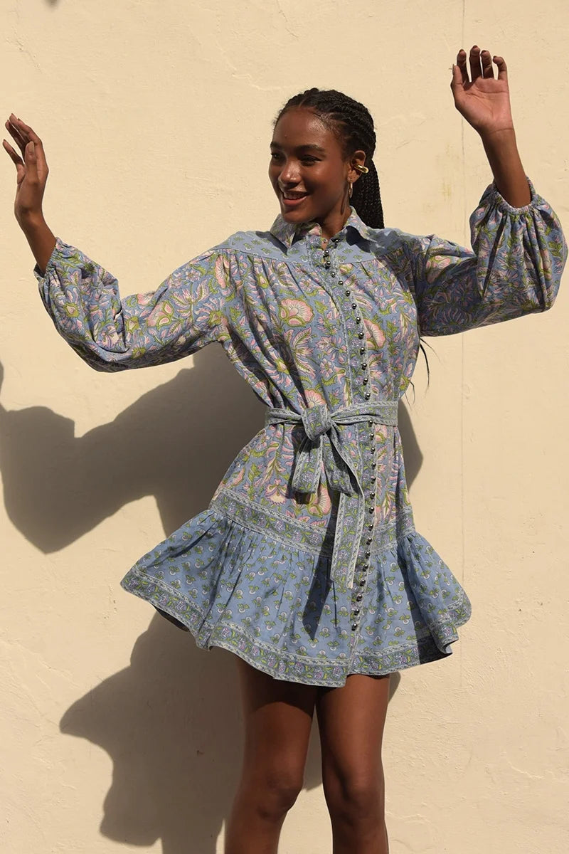 Load image into Gallery viewer, Lorena Short Dress Blue - ONE SIZE - Dress
