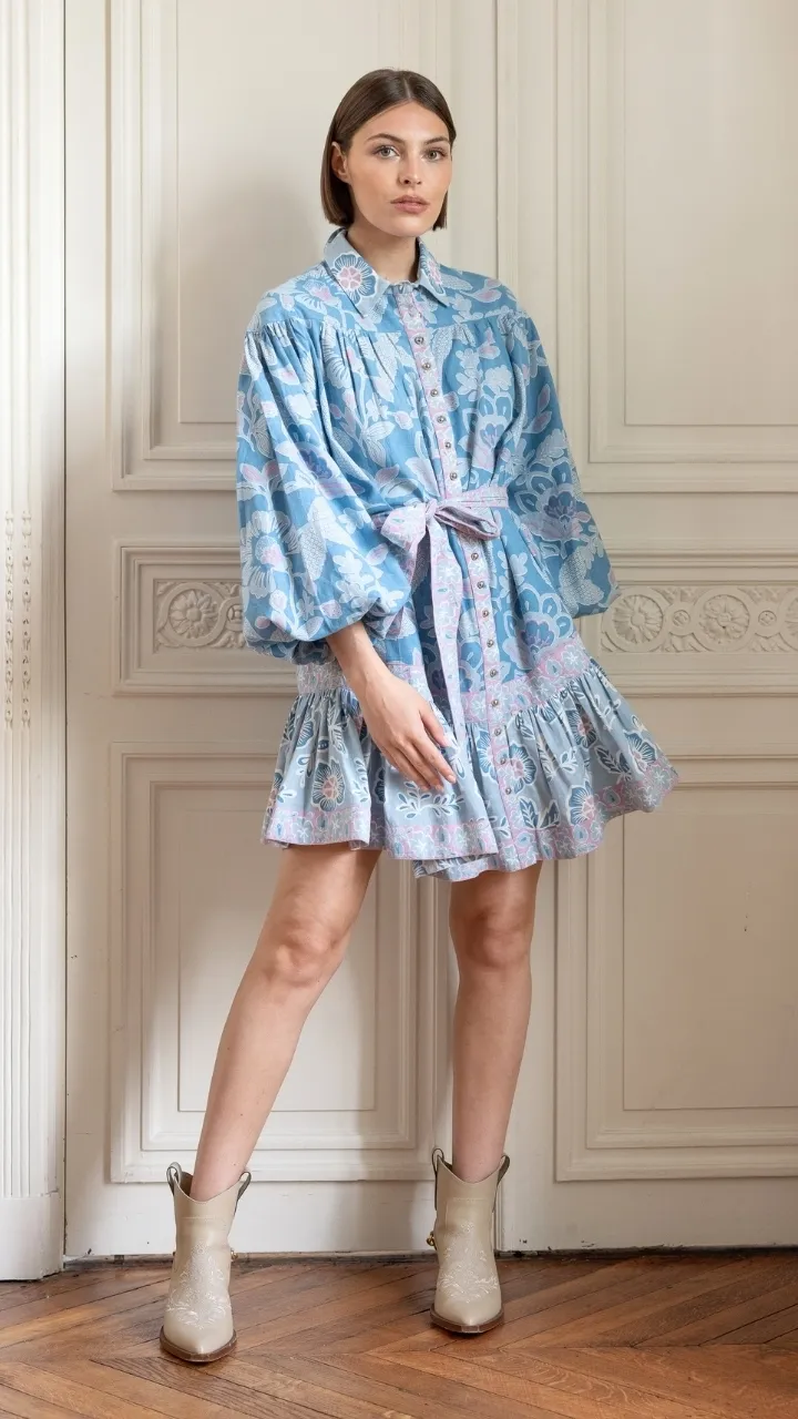 Load image into Gallery viewer, Juliette Short Dress Light Blue - ONE SIZE - Dress
