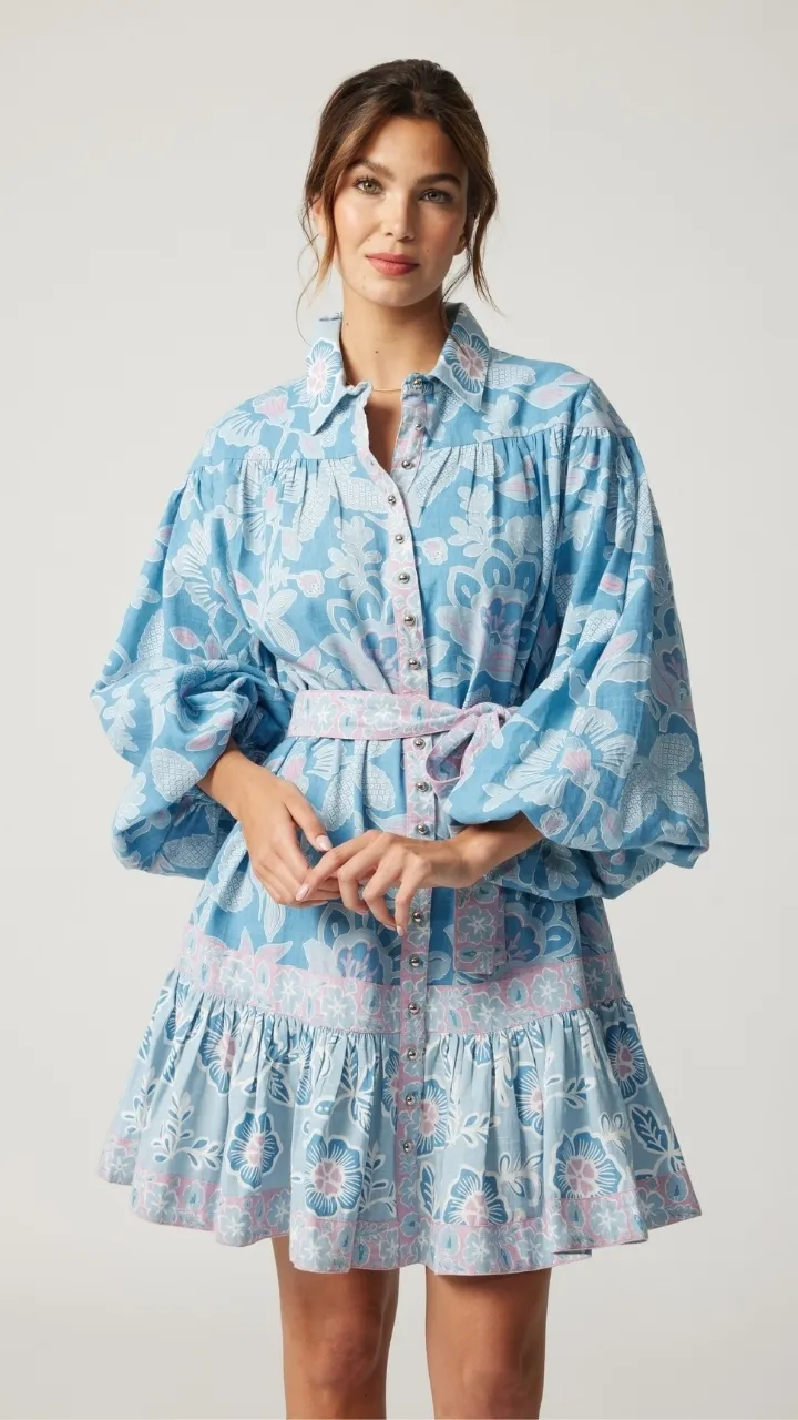 Load image into Gallery viewer, Juliette Short Dress Light Blue - ONE SIZE - Dress
